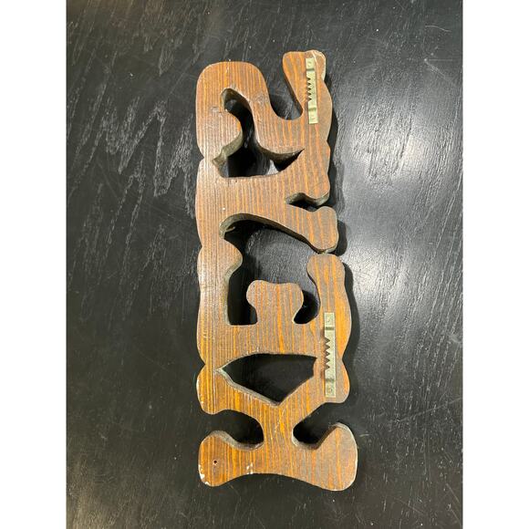 VTG- wooden key holder sign- keys- with hooks - brown rustic cottage farmhouse - Picture 5 of 5